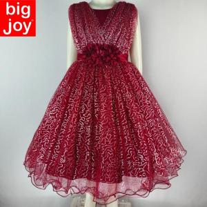 Big Joy Girls Formal Gown Elegant Party Dress with Metallic Design with Applique Flower For ages 2 to 9 years Old 564309