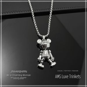 [Local Stock Ready] Movable Bear Necklace | Trendy Hip-Hop Punk | Long Versatile Sweater Chain | Trendy Couples Pendant