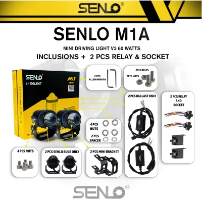 SENLO M1A Plus Mini Driving Light YELLOW WHITE MDL for Motorcycles Cars 60 WATTS - ( 1 year Warranty )