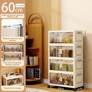L50-70cm (3-6Layers)Foldable Storage Cabinet With Wheels No Installation Clothes Storage Box Almari Baju Kitchen Cabinet