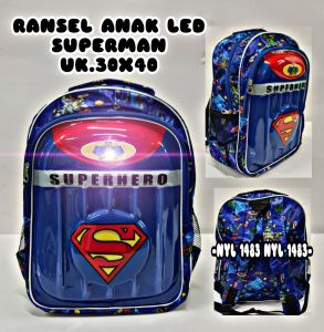 GUMOY - Tas Ransel Sekolah Anak 3D Laki Laki Superhero / Tas Sekolah Anak SD TK Laki Laki Karakter / Tas Nyala Anak LED