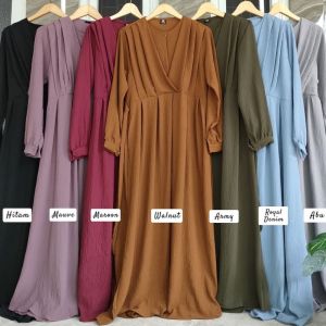 KV.GROSIR Gamis Dress Naomi Crinkle Airflow Premium Terbaru dan Termurah | Dress Wanita Kondangan Polos Simpel Elegant Crinkle Airflow