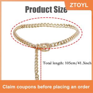 【ZTOYL】 สายโซ่สำหรับผู้หญิง1ชิ้นเข็มขัดชุดเดรสสายโซ่โลหะปรับได้