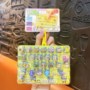 OURTOUR 26 phím Móc khóa bàn phím Fidget Bộ bấm phím Thư giãn tay Đồ chơi giảm căng thẳng Phim hoạt hình Nút giải nén Đồ chơi bàn phím cơ Quà tặng tiệc tùng