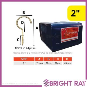 (BOX)Cup Hook Screw Ring hook Skru Penyangkut Kunci Kitchen Hook | Drywall Screw Screw Gold Ceiling Screw Hanging hook