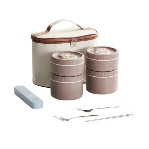 4 Layer Stackable Nonrust Steel Storage Box With Insulated Lunch Bags Leak proof Design For Hot Meals Salads Adults