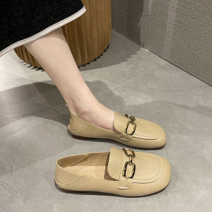 Single Shoes Womens Flat Shoes Small Leather Shoes Slip-on Autumn Shoes Versatile Loafer  Autumn Beanie Shoes