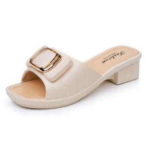 FA Solid Color Outer Wear Slippers Basic Anti Slip Slides Sandals Soft PVC Flat Shoes Summer