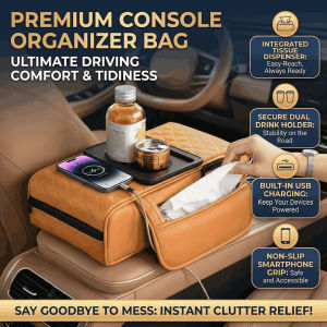 Multifunctional Car Armrest Box Cushion with Integrated Booster Center Console Protect Cover Storage Bag Car Interior Accessories