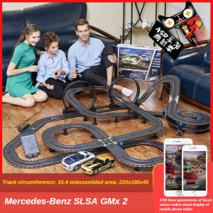 Sonic storm Competition magnetic electric track racing suit dual track remote control car roller coaster childrens rail car toy ASR-07 Smart track Bluetooth connection APP double racing 15.4 meters