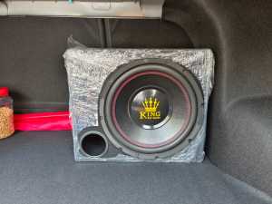 King Car Audio COMBO Set MonoBlock Amplifer 2000w + Double 12" Woofer 500/650/1000w with Box  8Ga Cable Kit Set ( FREE CABLE WOOFER )