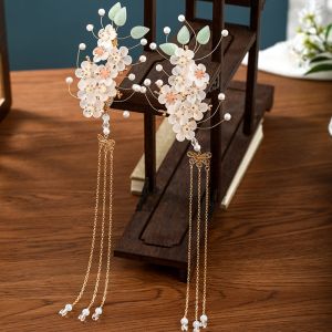MZP Ornaments Party Jewelry Handmade Hanfu Ancient Flower Hair Sticks Hairpins Headpieces Long Tassel