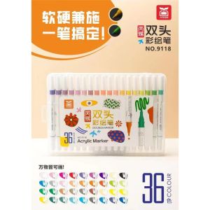 Bút Acrylic marker 2 đầu 9118 - 12/24/36/48 màu cao cấp với hai đầu vẽ to nhỏ phù hợp các nét vẽ