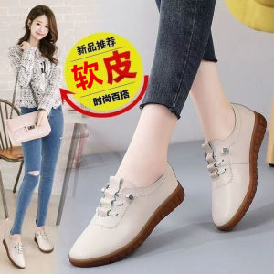 Free Shipping Spring Collection: New Soft Leather Soft-Soled Flat Shoes Casual Shoes Small Leather Shoes Mom Shoes And Slip-On Shoes For Women