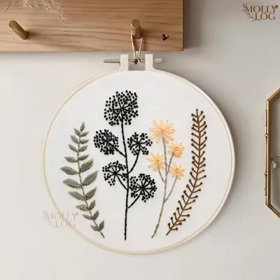 SG STOCK DIY DIY Handmade Embroidery Material Pack Full Kit with Hoop & Thread Ready to Stitch