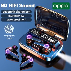 ♥100% sản phẩm gốc + Miễn phí vận chuyển♥Mới Oppo M19 TWS Tai nghe bluetooth 5.3 9D độ trung thực cao tai nghe không dây cảm ứng IPX7 Tai nghe Màn hình hiển thị kỹ thuật số không thấm nước