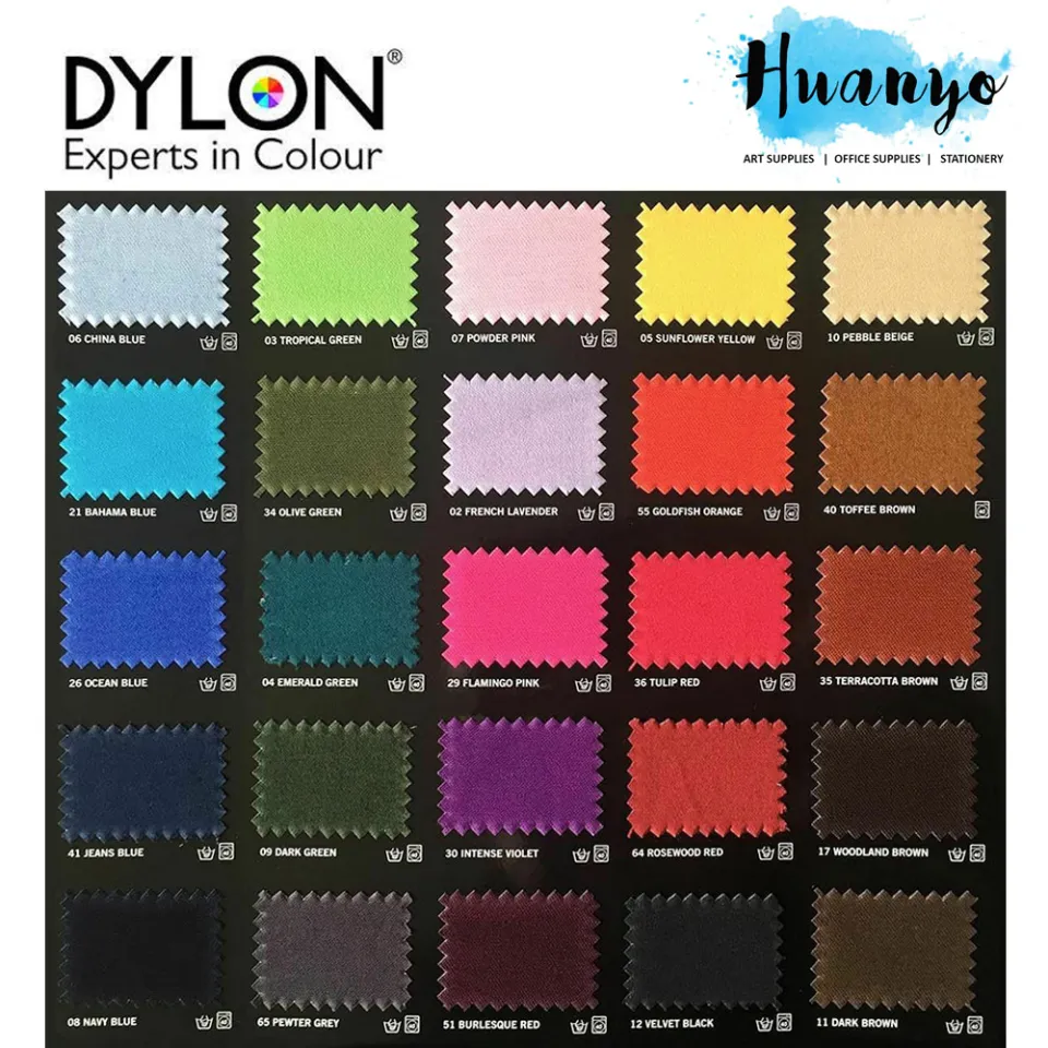 22 Colours Dylon Fabric & Clothes Dye, Dylon Machine / Hand Dye Black, Navy  Blue