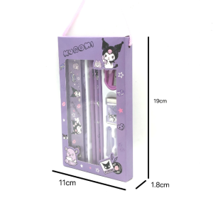 SANRIO ชุดเครื่องเขียน กบเหลาดินสอ ไม้บรรทัด ดินสอ ลายการ์ตูนน่ารัก Kuromi Melody Cinnamoroll พร้อมกล่องของขวัญ สําหรับน