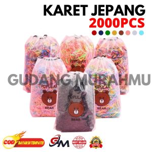 Juragan 47 - 2000 PCS Karet Jepang Warna Warni - Kunciran Anak - Kuncit Karet Rambut