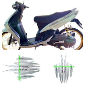 STIKER STRIPING LIS LES BODY MOTOR YAMAHA MIO SPORTY TAHUN 2007 STD WARNA FULL PUTIH 1SET STANDAR