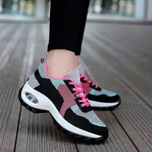 Free Shipping Spring And Autumn WomenS Single Shoes Air-Cushioned Sneakers Color-Blocked Walking And Running Shoes Fashionable Mesh Breathable WomenS Shoes