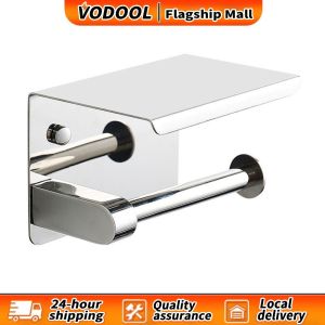 【Fast delivery】 Corrosion-Resistant Stainless Steel Toilet Paper Holder Wall Mounted Punch-Free Bathroom Accessories Modern Silver