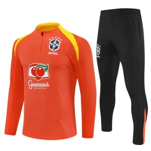 AU2024 Brazil national team and childrens long-sleeved football training jersey featuring Vinicius Rodrygo and Neymar