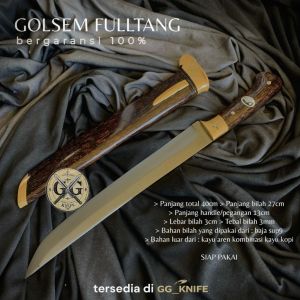 Pisau Sembelih Original Kambing Bahan Sup9 Kayu Aren Panjang 27cm