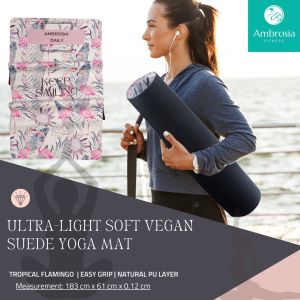 [SG Stocks]  Ambrosiadaily Ultra Light Soft Vegan Suede Yoga Mat - Tropical Flamingo Print