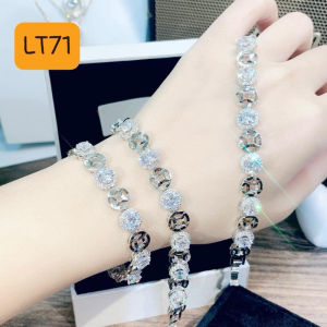 {loại1} Lắc tay hoạ tiết kim tiền xen kẽ đá tròn cz nhân tạo Kami trang sức sỉ LKT103