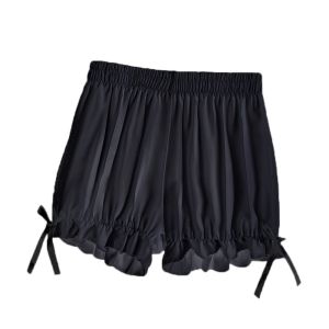 REEBO Summer Soft Smooth Bowknot Ultra Thin Pure Color Lolita Cute Safety Short Pants Korean Style Safety Shorts Ribbon Underpants Women Pumpkin Shorts