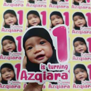 30 PCS Stiker Ulang Tahun Anak CUSTOM FOTO Sudah Potong Tinggal Kupas Dan Tempel Bahan Chromo