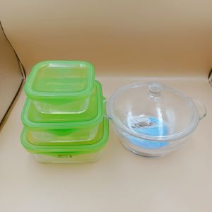 Bộ 4 Hộp Thủy Tinh Đựng Đổ Tủ Lạnh Dùng Được Cho Lò Vi Sóng