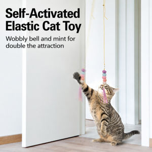 Retractable Cat Teaser Door Mounted Wand Interactive Cat Toy Extendable Play Stick