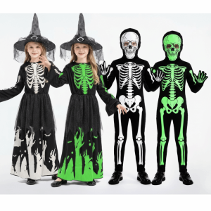 FLYING Luminous Ghost Dress Costume Fabric High Waist Pants Luminous Kids Dress Horror Theme Cosplay Skeleton Suit Halloween Party