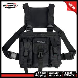 【Free Shipping】 Casual Vest Bags Oxford Cloth Molle Chest Packs Adjustable Multiple Pockets Lightweight for Hiking Travel Cycling