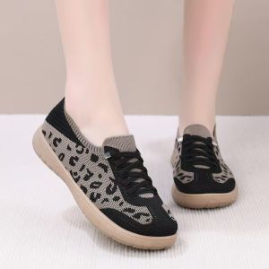 Free Shipping German-Style Spring Collection: Soft-Soled Breathable Casual WomenS Shoes Slip-On Style Suitable For Middle-Aged And Elderly Women Featuring A Knitted Mesh Upper
