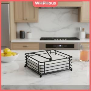 WHPHous Napkin Holder Flat Napkin Dispenser Square Iron Paper Holder For Kitchen Dining Room Restaurant Decoration