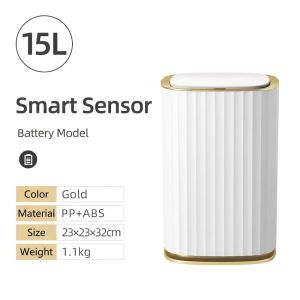 Smart Sensor Trash Can 15L / Automatic Lid Waste Bin / Ozone Deodorizing / IPX5 Waterproof