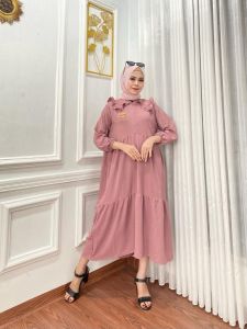 Midi dress rayon premium baju wanita drees midi polos midi drees kekinian gamis dress wanita gamis polos wanita murah