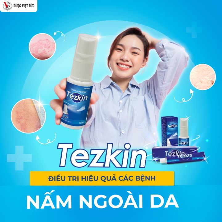 TEZKIN dạng xịt, hỗ trợ sạch nấm ngứa ngoài da