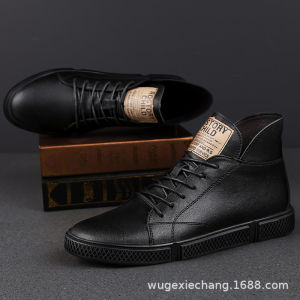 DTNOW Mới Bán Chạy Bán Thời Trang Giày Nam Thường Ngày Cao Cổ Có Dây Buộc Cho Nam Của Da Casual Sneakers Thời Trang Màu Đen Căn Hộ Giày
