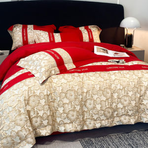 European embroidery 140 100% cotton four-piece set with a light luxury and high-end feel 100 Pure Cotton Bed Sheet Bed Skirt Duvet Cover Bedding LZD