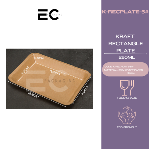 EC 50PCS RECTANGLE KRAFT PAPER TRAY BBQ OIL RESISTANCE FOODGRADE