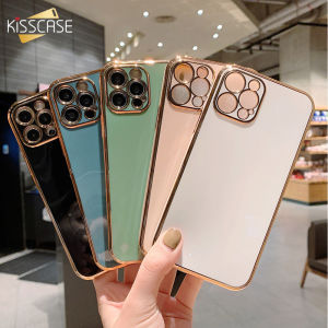 KISSCASSE Ốp Cho iPhone 12 Pro Max iPhone 12 Mini iPhone 11 Pro Max 11 SE 2020 IPhone XS Max XR Ốp Điện Thoại Màu Trơn Mạ Điện Bảo Vệ Toàn Ống Kính