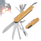 12In1 Wooden Swiss Knife Stainless Steel Folding Swiss Knife for Camping Outdoor Survival Tool Set