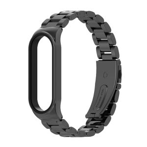 VUAERANG New Metal Strap Suitable for Xiaomi Mi Band 3/4/5/6/7 Universal Wristband Stainless Three Beads Metal Steel Bracelet Strap Sports Watch Accessories for Miband 3/4 Miband 5/6 Miband 7