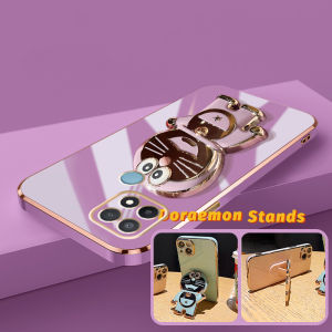 Casing Ponsel untuk OPPO A15 A15s A35 A16 A16s A54s A16k A16e Case silikon pelapis pola HP Doraemon berkilau softcase bungkus penuh casing ponsel tahan kesing guncangan penutup pelindung Phone Stands