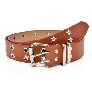 GENENIC Trendy Dresses Star Hole Metal Buckle Wide Side Belt Accessories Double Grommet Hole Women Waistband Korean Waist Belts Waist Strap
