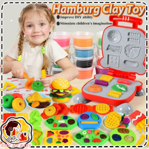 40PCS Hamburg Clay Mold Set Toy Hamburger Machine Color Mud Set Toy Clay Model Mold Kid Gifts 黏土玩具套装